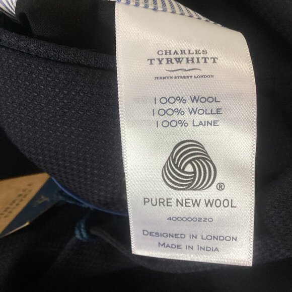 NWT Charles Tyrwhitt Navy Proper Blazer Classic Fit Jacket 48R 100% Wool - Picture 8 of 16
